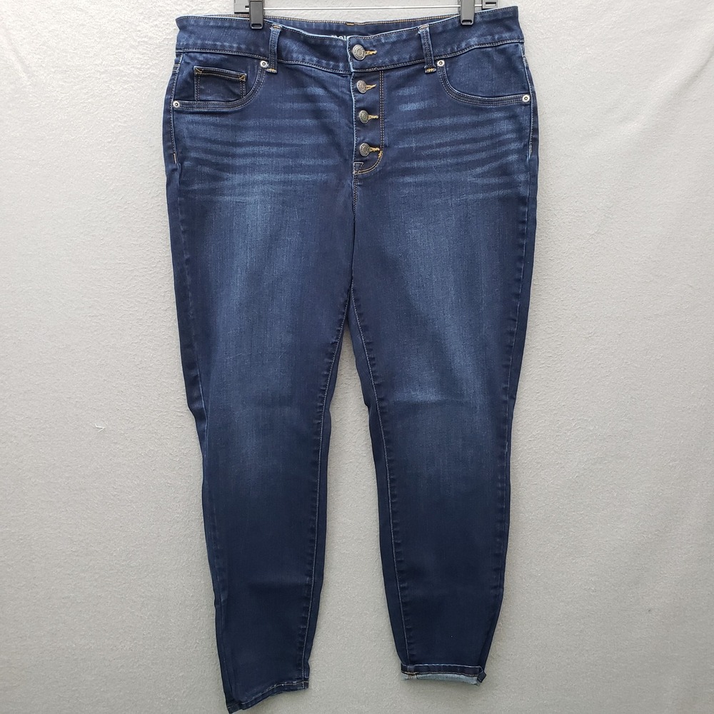 Maurices Button Fly Skinny Jeans Dark Wash Stretchy Denim Casual Basic Size 18W